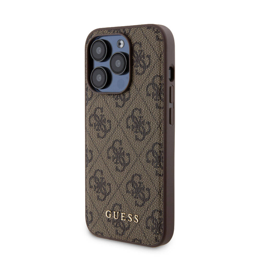 Apple iPhone 14 Pro Kılıf Guess Orjinal Lisanslı M-safe Şarj Özellikli Yazı Logolu 4G Desenli Kapak + Powerbank 5000mAh 2in1 Set