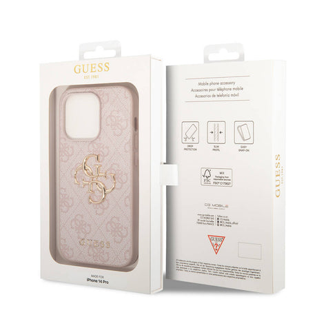 Apple iPhone 14 Pro Kılıf Guess PU Deri Büyük Metal Logo Dizaynlı Kapak