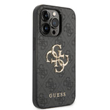 Apple iPhone 14 Pro Kılıf Guess PU Deri Büyük Metal Logo Dizaynlı Kapak