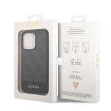 Apple iPhone 14 Pro Kılıf GUESS PU Deri Şerit Logo Dizaynlı Kapak