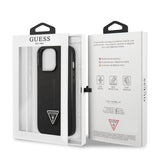 Apple iPhone 14 Pro Kılıf GUESS PU Safran Deri Üçgen Logo Dizayn Kapak