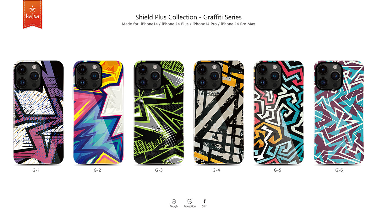 Apple iPhone 14 Pro Kılıf HD Desenli Kajsa Shield Plus Grafiti Serisi Kapak