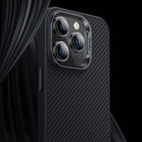 Apple iPhone 14 Pro Kılıf Karbon Fiber M-safe Şarj Özellikli Benks Hybrid ArmorPro 600D Kevlar Kapak