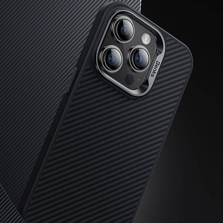 Apple iPhone 14 Pro Kılıf Karbon Fiber M-safe Şarj Özellikli Benks Hybrid ArmorPro 600D Kevlar Kapak