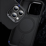 Apple iPhone 14 Pro Kılıf Karbon Fiber M-safe Şarj Özellikli Benks Hybrid ArmorPro 600D Kevlar Kapak