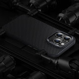Apple iPhone 14 Pro Kılıf Karbon Fiber M-safe Şarj Özellikli Benks Hybrid ArmorPro 600D Kevlar Kapak