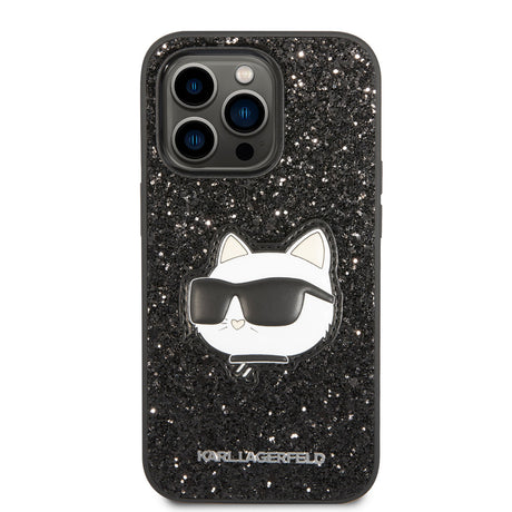 Apple iPhone 14 Pro Kılıf Karl Lagerfeld Parlak Taşlı Choupette Dizayn Kapak