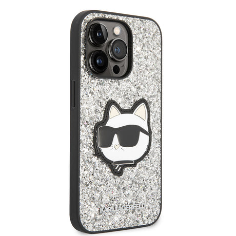 Apple iPhone 14 Pro Kılıf Karl Lagerfeld Parlak Taşlı Choupette Dizayn Kapak