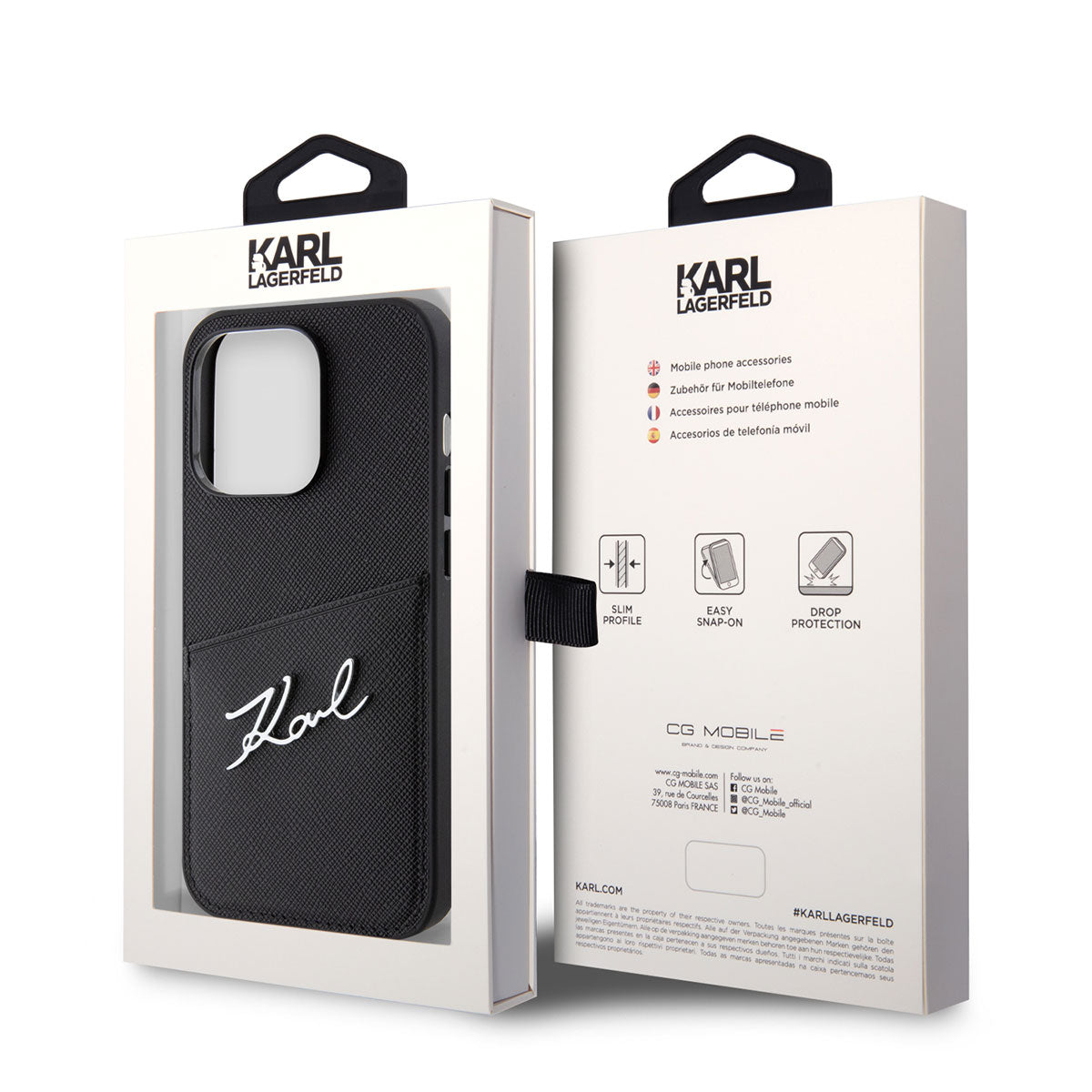 Apple iPhone 14 Pro Kılıf Karl Lagerfeld Saffiano Deri Kartlıklı Dizayn Kapak