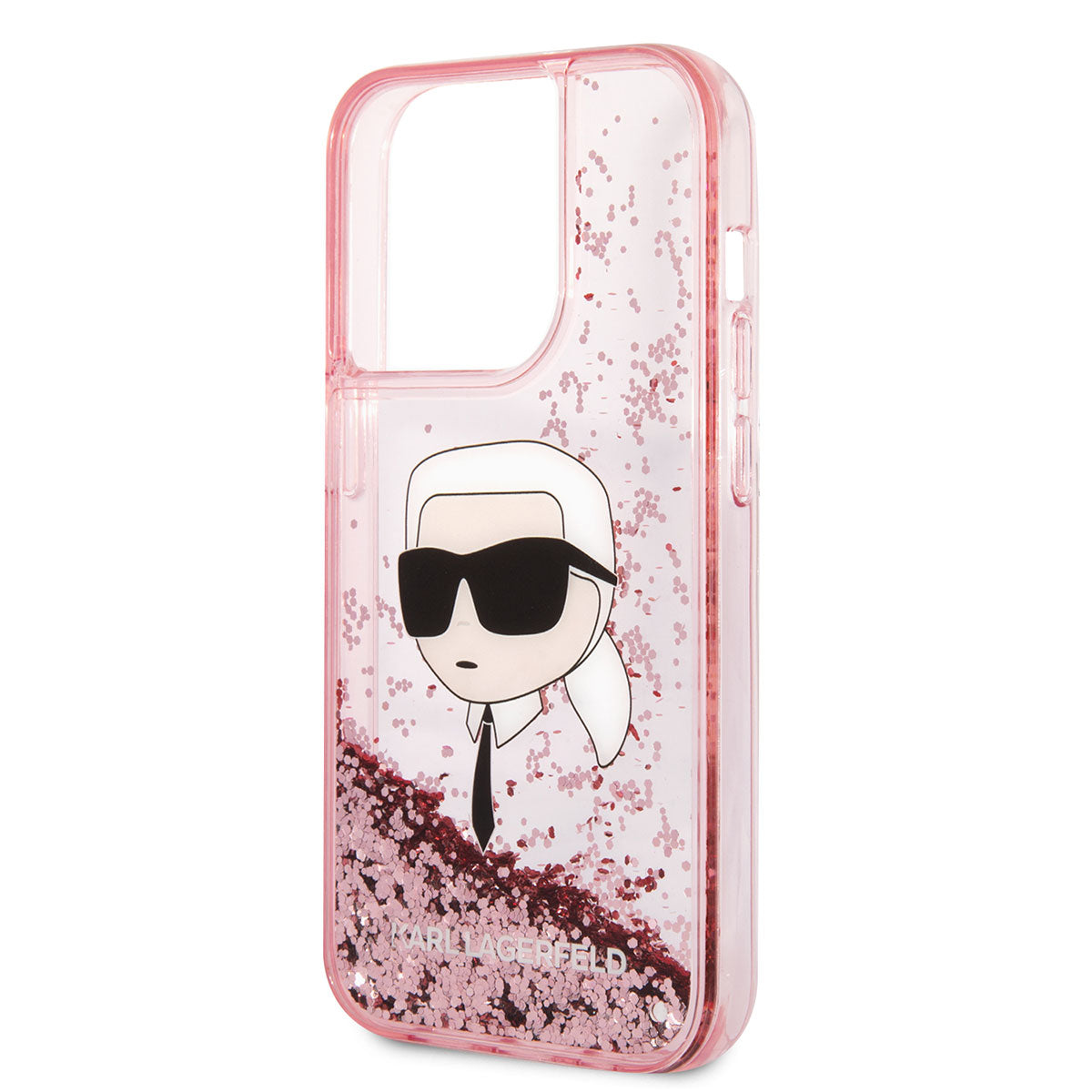 Apple iPhone 14 Pro Kılıf Karl Lagerfeld Sıvılı Simli Karl Head Dizayn Kapak