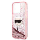 Apple iPhone 14 Pro Kılıf Karl Lagerfeld Sıvılı Simli Karl Head Dizayn Kapak