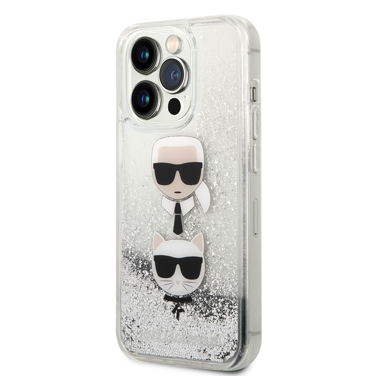 Apple iPhone 14 Pro Kılıf Karl Lagerfeld Sıvılı Simli K&C Head Dizayn Kapak