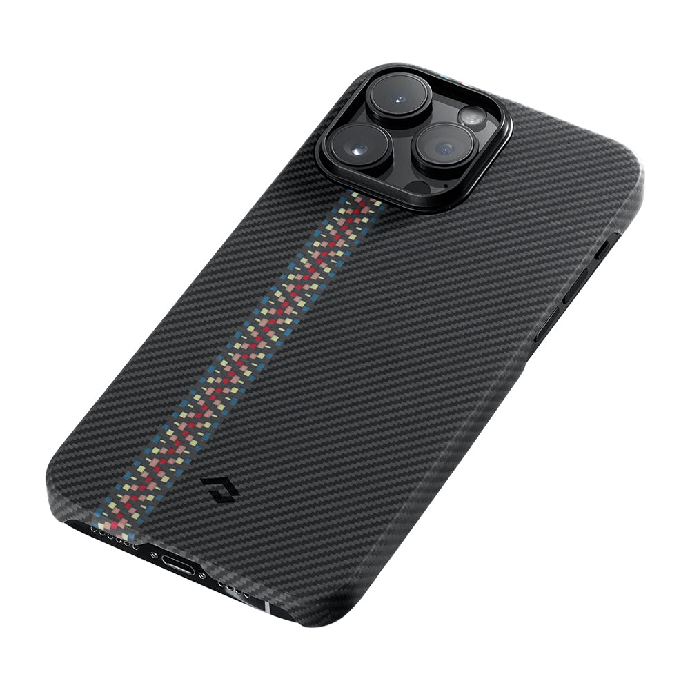 Apple iPhone 14 Pro Kılıf M-safe Şarj Özellikli 600D Aramid Fiber Pitaka Tactile Woven Orchestra Serisi Rhapsody Kapak