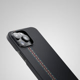 Apple iPhone 14 Pro Kılıf M-safe Şarj Özellikli 600D Aramid Fiber Pitaka Tactile Woven Orchestra Serisi Rhapsody Kapak