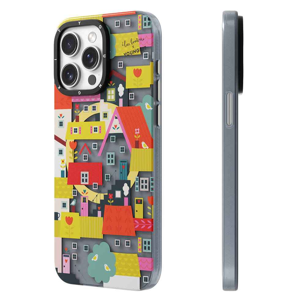 Apple iPhone 14 Pro Kılıf M-safe Şarj Özellikli Bee Brown Tasarımlı Youngkit Colorful Life Serisi Kapak