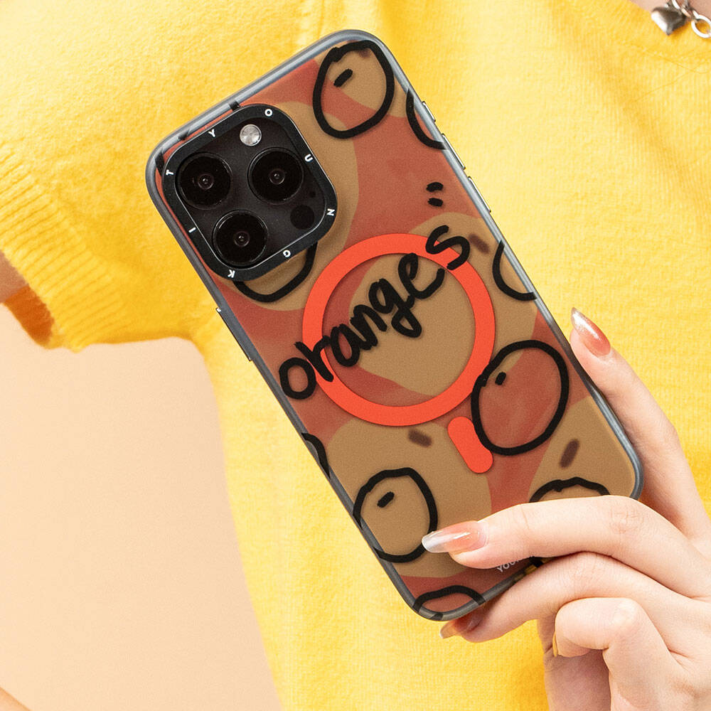 Apple iPhone 14 Pro Kılıf M-safe Şarj Özellikli Bee Brown Tasarımlı Youngkit Funny Serisi Kapak