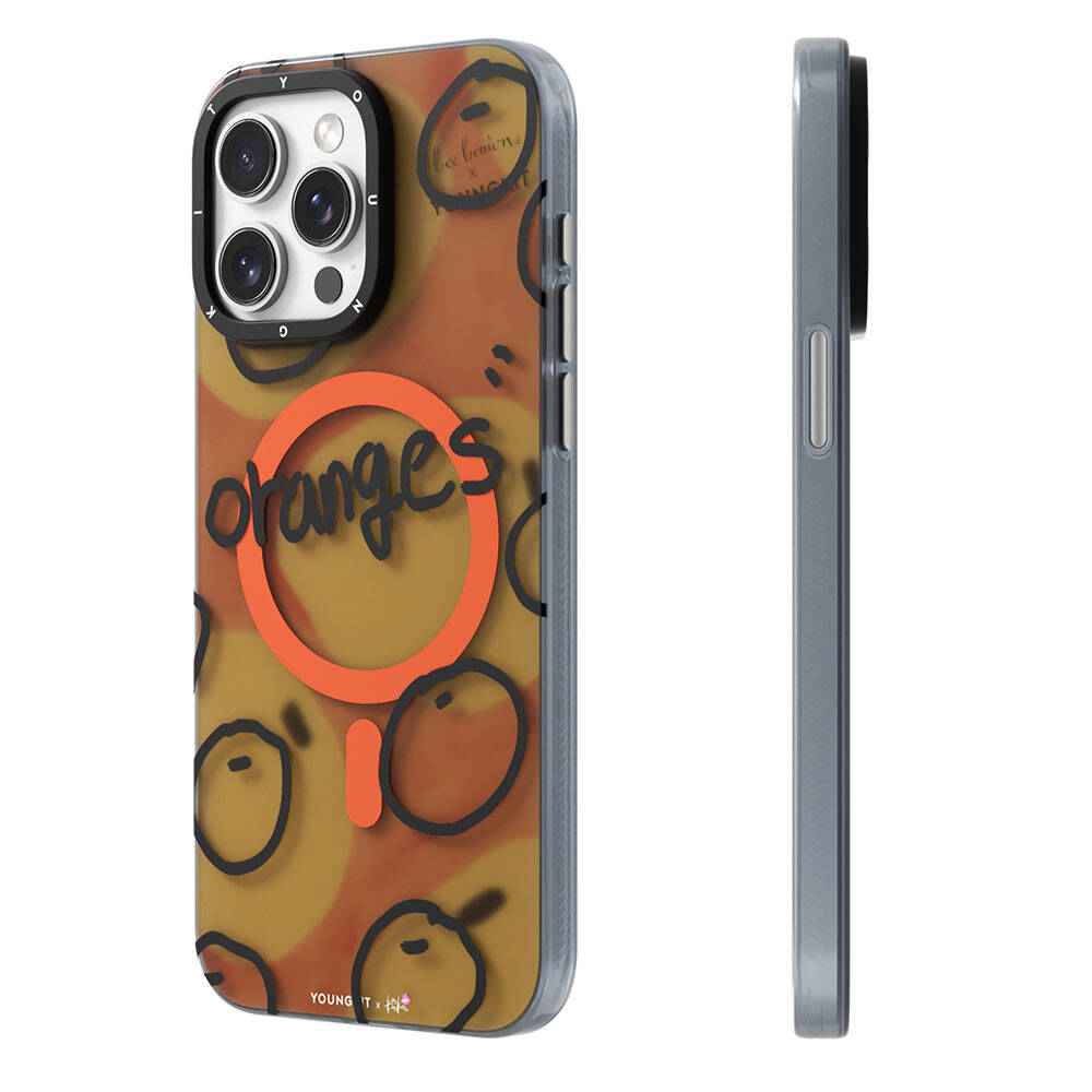 Apple iPhone 14 Pro Kılıf M-safe Şarj Özellikli Bee Brown Tasarımlı Youngkit Funny Serisi Kapak