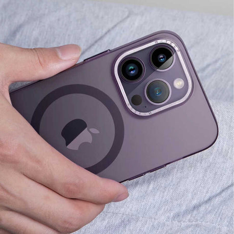 Apple iPhone 14 Pro Kılıf M-safe Şarj Özellikli Buzlu Sert PC Zore Tuval Kapak