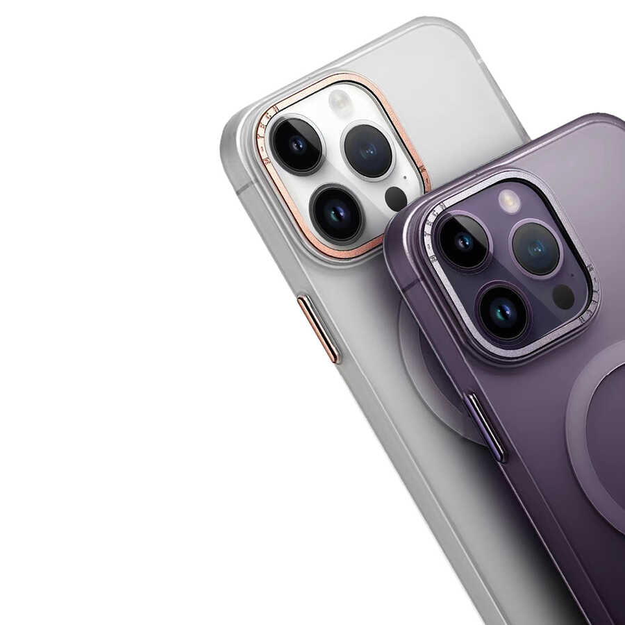 Apple iPhone 14 Pro Kılıf M-safe Şarj Özellikli Buzlu Sert PC Zore Tuval Kapak
