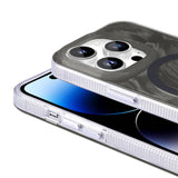 Apple iPhone 14 Pro Kılıf M-safe Şarj Özellikli Fırça Boya Desenli Zore Palet Kapak