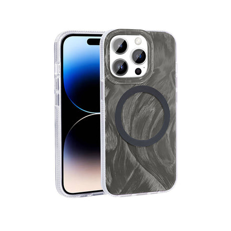 Apple iPhone 14 Pro Kılıf M-safe Şarj Özellikli Fırça Boya Desenli Zore Palet Kapak
