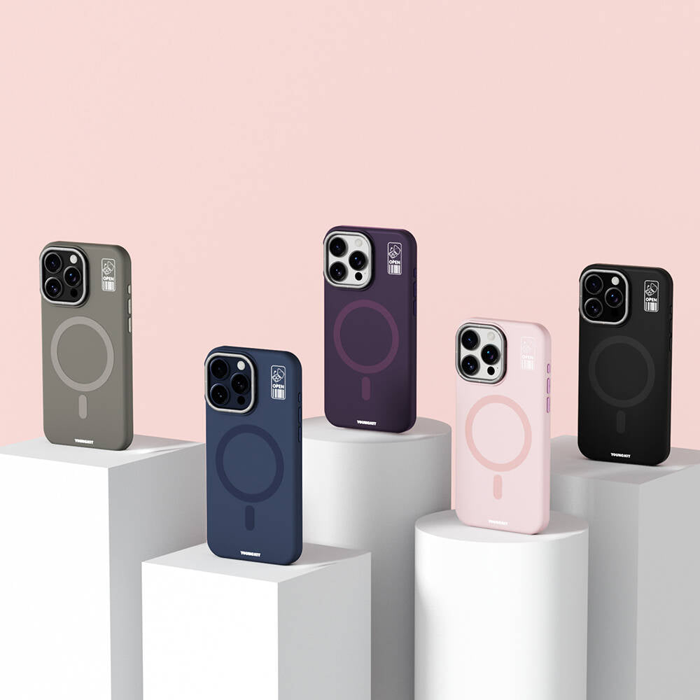 Apple iPhone 14 Pro Kılıf M-safe Şarj Özellikli Kamera Standlı Youngkit Bitty Cream Kapak