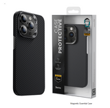 Apple iPhone 14 Pro Kılıf M-safe Şarj Özellikli Karbon Fiber Benks MFM Lisanslı 600D Essential Kevlar Kapak