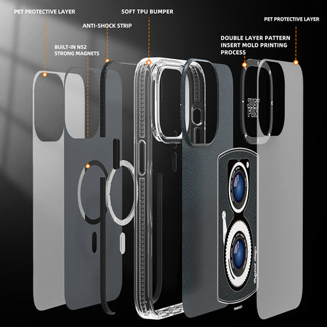 Apple iPhone 14 Pro Kılıf M-safe Şarj Özellikli Lens Figürlü YoungKit Art Film Serisi Kapak