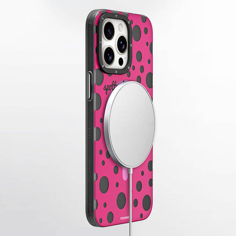 Apple iPhone 14 Pro Kılıf M-safe Şarj Özellikli Polka Dot Desenli Youngkit Spots Serisi Kapak