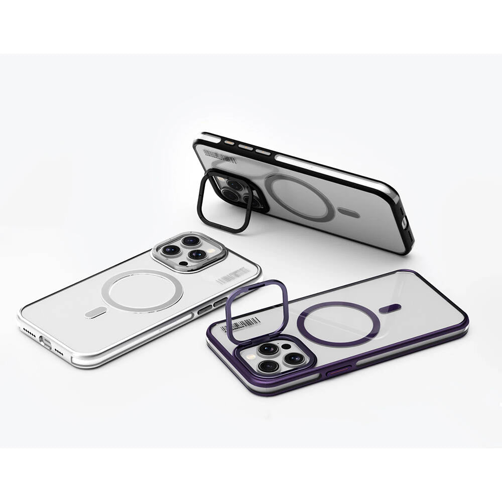 Apple iPhone 14 Pro Kılıf M-safe Şarj Özellikli Sararma Önleyici Youngkit Crystal Grid Kapak