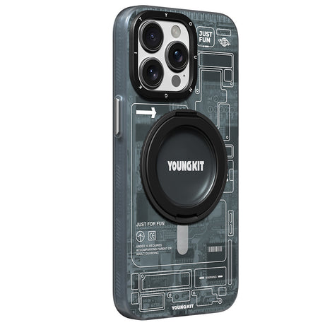 Apple iPhone 14 Pro Kılıf M-safe Şarj Özellikli Youngkit 360° Standlı Technology Serisi Kapak