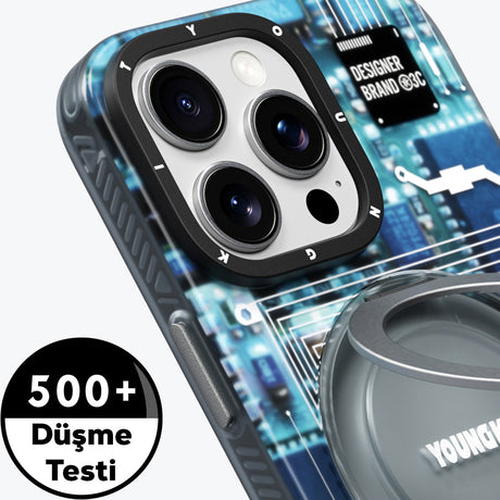 Apple iPhone 14 Pro Kılıf M-safe Şarj Özellikli Youngkit 360° Standlı Technology Serisi Kapak