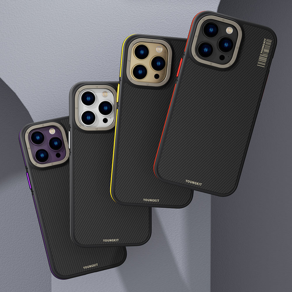 Apple iPhone 14 Pro Kılıf M-safe Şarj Özellikli YoungKit 600D Kevlar Kapak