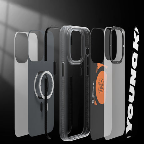 Apple iPhone 14 Pro Kılıf M-safe Şarj Özellikli Youngkit Binfen Serisi Yazı Temalı Kapak
