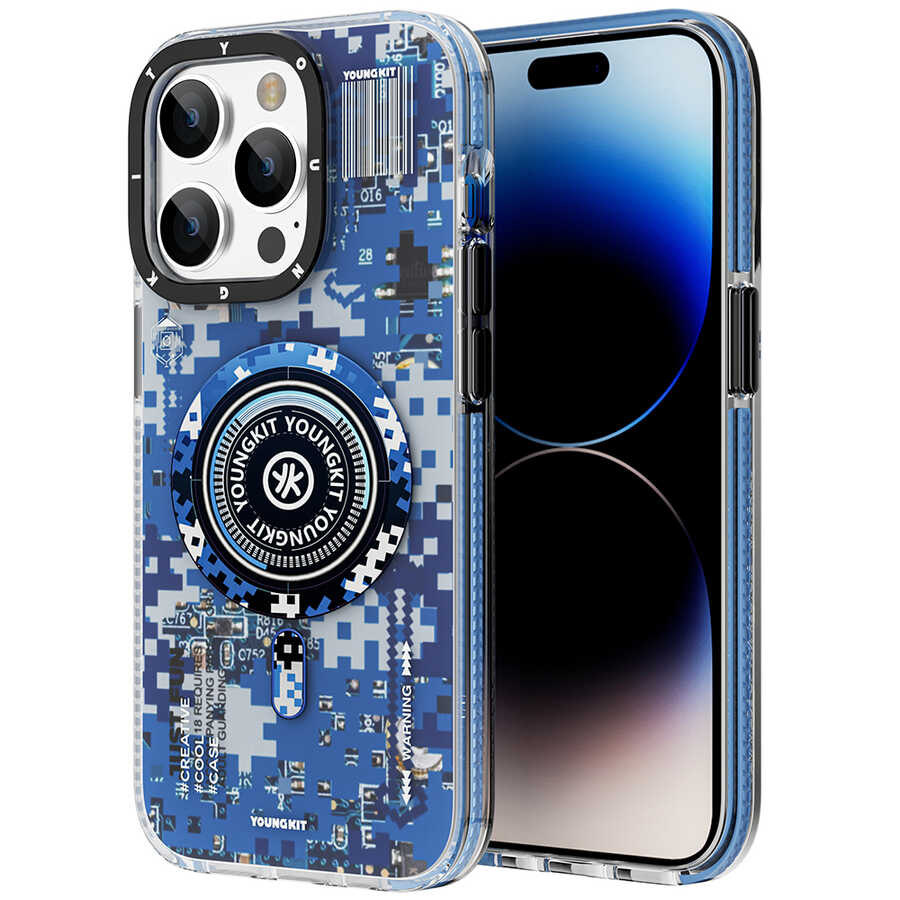 Apple iPhone 14 Pro Kılıf M-safe Şarj Özellikli YoungKit Kamuflaj Serisi Kapak