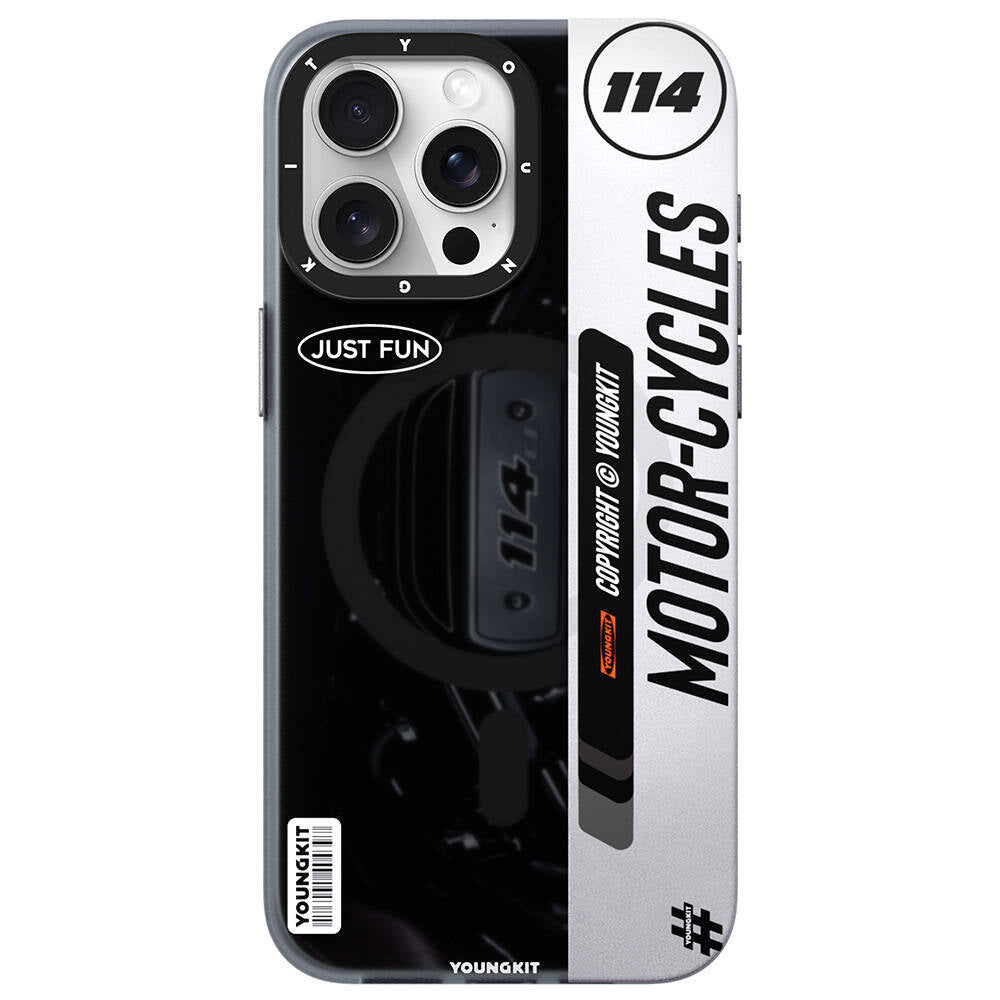 Apple iPhone 14 Pro Kılıf M-safe Şarj Özellikli Youngkit Motorcycle Legend Serisi Kapak