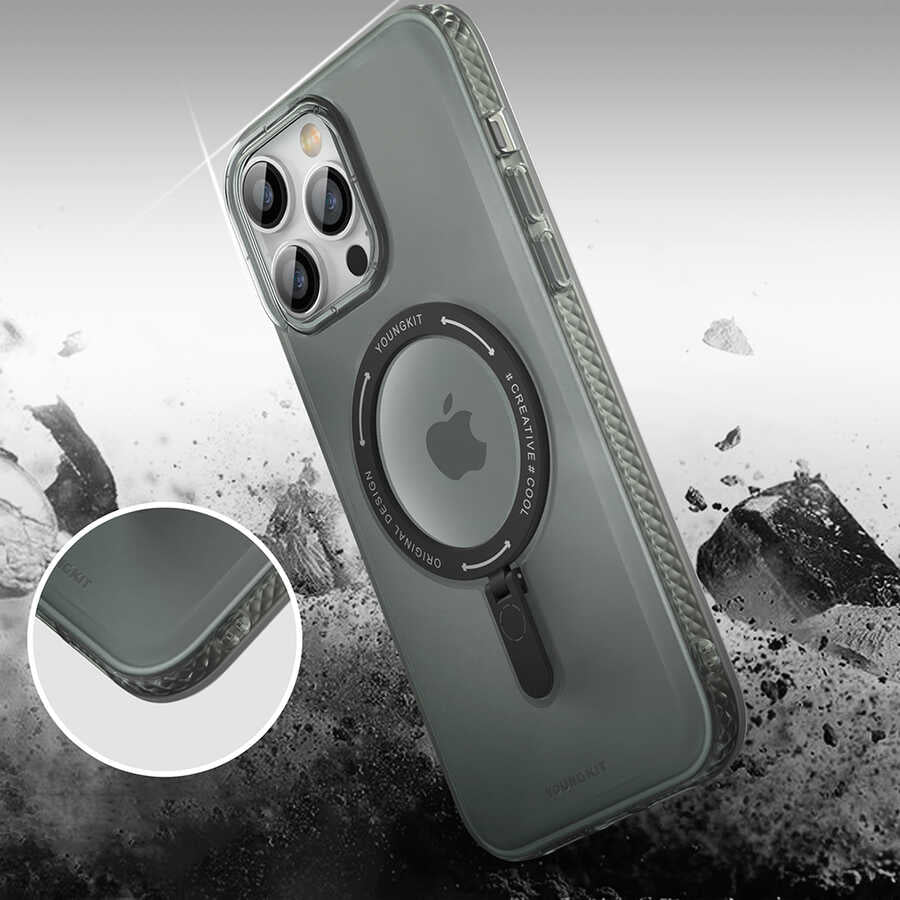 Apple iPhone 14 Pro Kılıf M-safe Şarj Özellikli Youngkit Rock Serisi Kapak