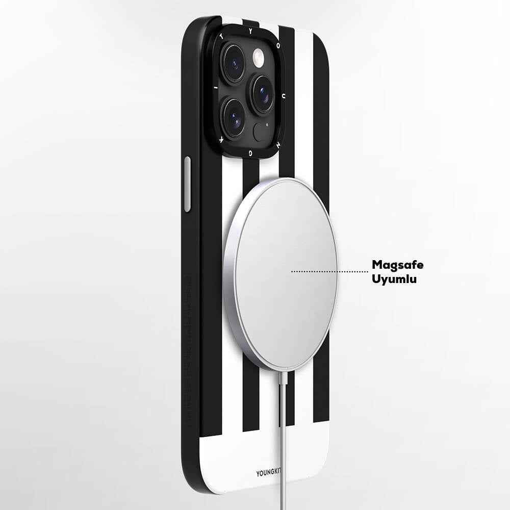 Apple iPhone 14 Pro Kılıf M-safe Şarj Özellikli Youngkit Striped Piano Keys Serisi Kapak