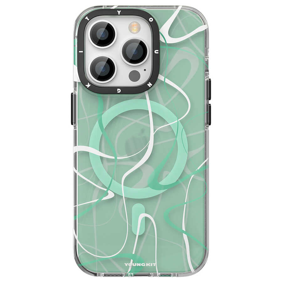 Apple iPhone 14 Pro Kılıf M-safe Şarj Özellikli Youngkit Water-Ink Serisi Kapak