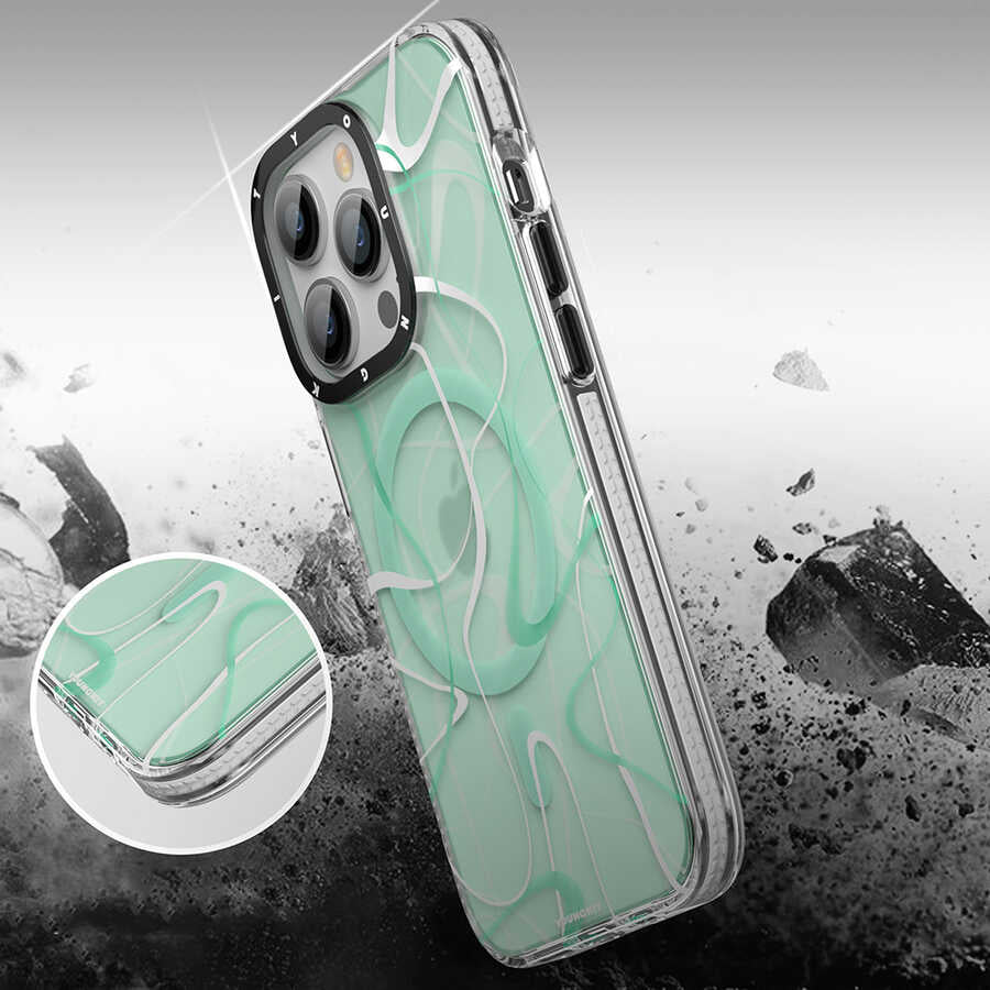 Apple iPhone 14 Pro Kılıf M-safe Şarj Özellikli Youngkit Water-Ink Serisi Kapak