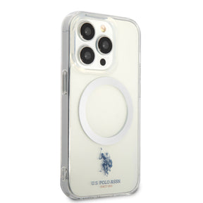 Apple iPhone 14 Pro Kılıf U.S. POLO ASSN. M-safe Şarj Özellikli Transparan Tasarım Kapak