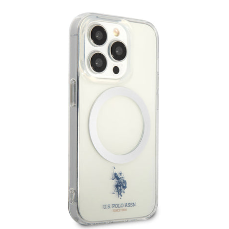 Apple iPhone 14 Pro Kılıf U.S. POLO ASSN. M-safe Şarj Özellikli Transparan Tasarım Kapak