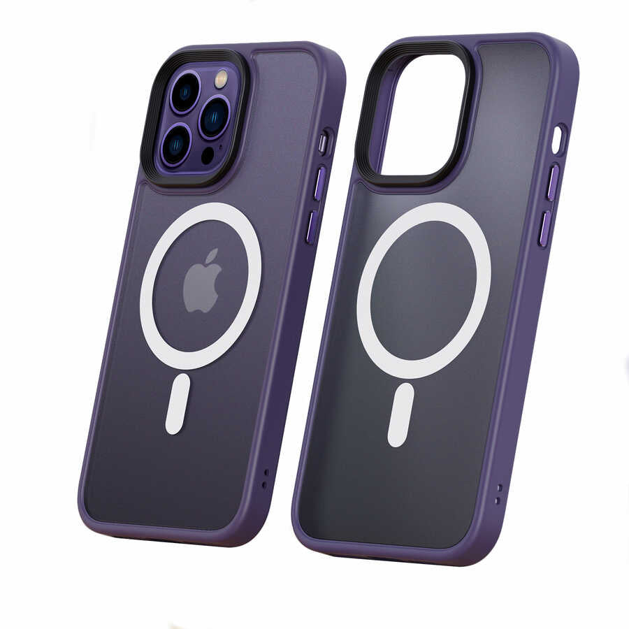 Apple iPhone 14 Pro Kılıf Wireless Şarj Özellikli Zore Hibrit M-safe Kapak