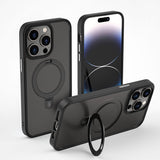 Apple iPhone 14 Pro Kılıf Wiwu ZMM-010 M-safe Şarj Özellikli Parmak İzi Bırakmayan Mat Transparan Standlı Kapak