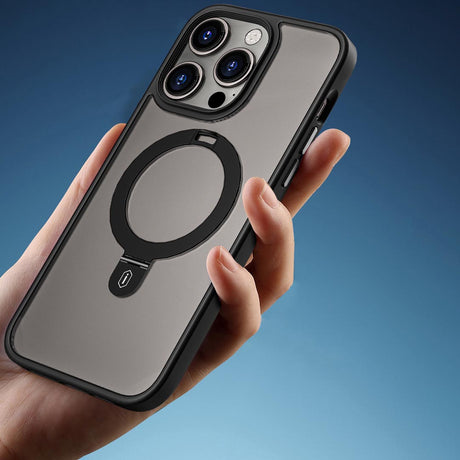 Apple iPhone 14 Pro Kılıf Wiwu ZMM-010 M-safe Şarj Özellikli Parmak İzi Bırakmayan Mat Transparan Standlı Kapak