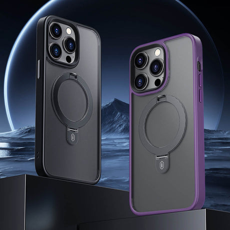 Apple iPhone 14 Pro Kılıf Wiwu ZMM-010 M-safe Şarj Özellikli Parmak İzi Bırakmayan Mat Transparan Standlı Kapak