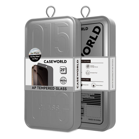 Apple iPhone 14 Pro Max CaseWorld 0.25mm Privacy 3D Temperli Cam Ekran Koruyucu + Uygulama Aparatlı