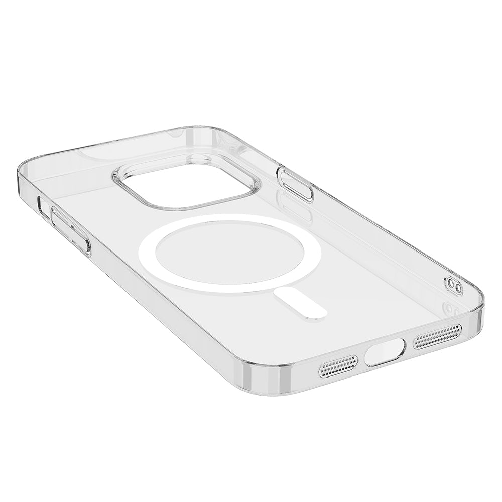 Apple iPhone 14 Pro Max Kamera Korumalı M-Safe Şarj Özellikli Şeffaf Zore London Sert PC Kapak
