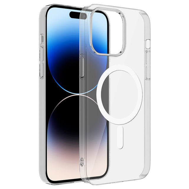 Apple iPhone 14 Pro Max Kamera Korumalı M-Safe Şarj Özellikli Şeffaf Zore London Sert PC Kapak