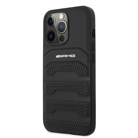 Apple iPhone 14 Pro Max Kılıf AMG Leather Deri Çizgili Kabartmalı Dizayn Kapak